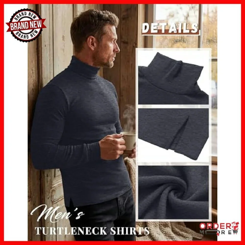 Men's Thermal Turtleneck 3-Pack Slim Fit Long Sleeve Winter Pullover